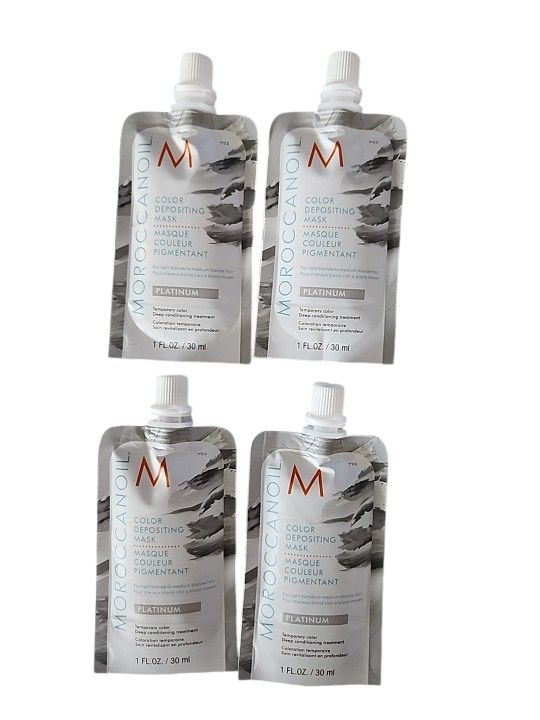 Moroccanoil Color Depositing Mask, Platinum, One Ounce Packet, Lot Of 4