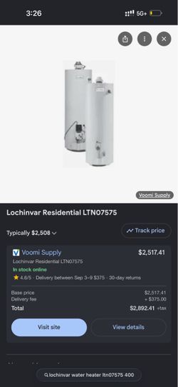 75 Gallon Lochinvar Gas Water Heater