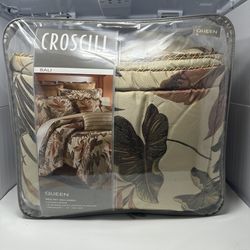 Croscill Bali Tropical Jacquard Queen Comforter + 2 Shams No Bed Skirt