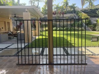 10 Black Ornamental Steel Fence Panels + 11 Posts