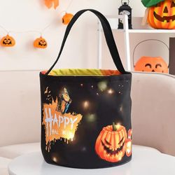 Halloween Trick or Treat Tote Bags with Light, Halloween Goodie Bags , Glowing Candy Buckets