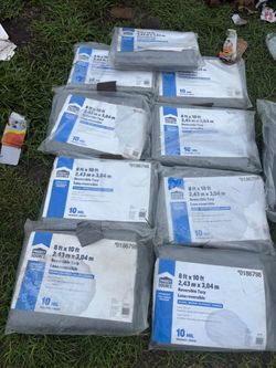 Project Source 8x10 ft Reversible Tarps – Lot of 8