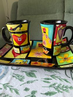 Hand painted Naylor design Mug set