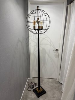 Industrial Cage Globe Floor Lamp with Edison Bulbs