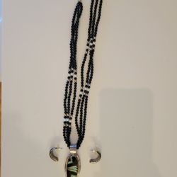 Zuni Turquoise, Sterling Silver Pendant, Necklace, and Earrings 