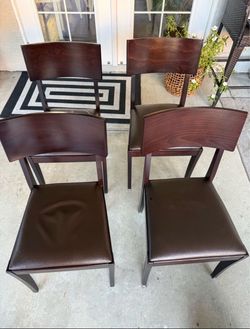 Set of 4 Dark Wood Dining Chairs