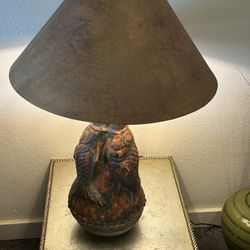 Vintage MCM Terracotta Pottery Koi Fish Lamp