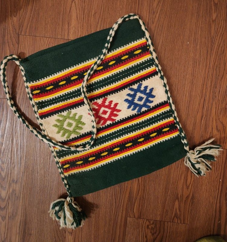Vintage Handwoven Boho Shoulder Tote Bag 