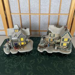 Classic Thomas Kinkade Christmas Lighted House Set