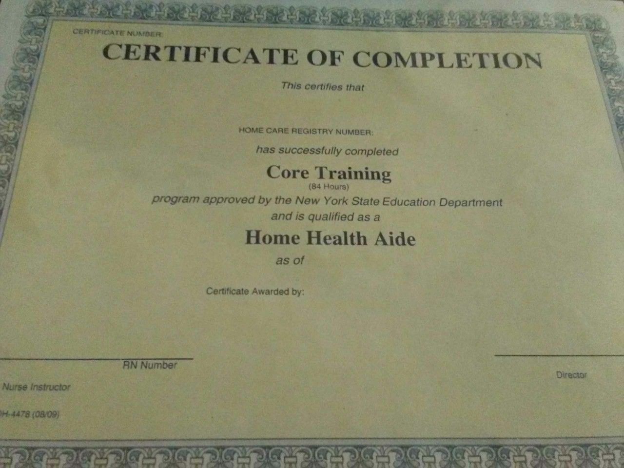 NEW Home Health Aide HHA 84 Hours Certificate of Completion Package