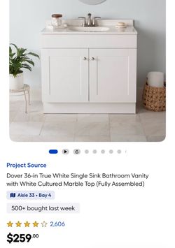 Project Source 36-Inch Bathroom Vanity Brand: Project Source Item #: (contact info removed) Model: R38 VBCU361