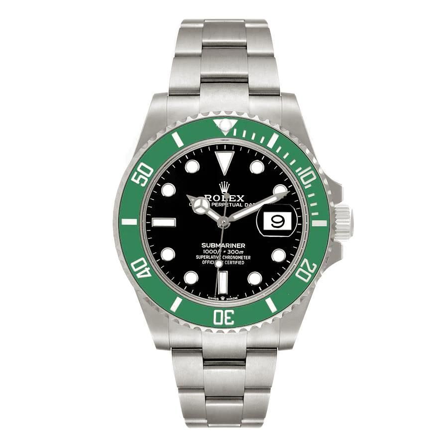 *2024 Men's Rolex 41mm Submariner Date "Starbucks" Oyster Perpetual Stainless Steel Watch with Black Dial and Green Ceramic Bezel. (UNWORN Box/Card 12