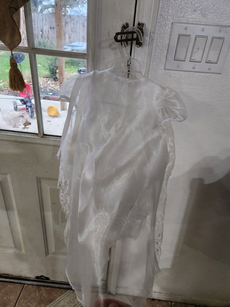 New White Baptism Toddler Dress Virgen De Guadalupe Design 