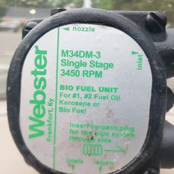 WEBSTER M34DM-3. BIO FUEL PUMP SINGLE STAGE 3450 RPM CW, RH NOZZLE @