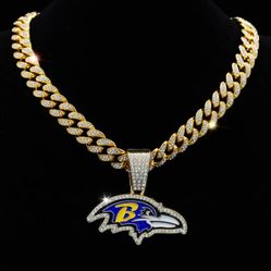 Baltimore Ravens Gold Colored Bling Necklace 