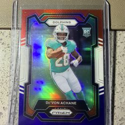 De’Von Achane 2023 Prizm Football Rookie #365 — Red White Blue Parallel 