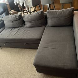 FRIHETEN Sleeper sectional,3 seat w/storage, Skiftebo dark gray
