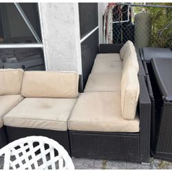 Outdoor Sunny Patio Wicker Sectional Set 