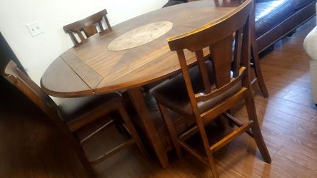 Wood Dining Table Set with 4 Chairs