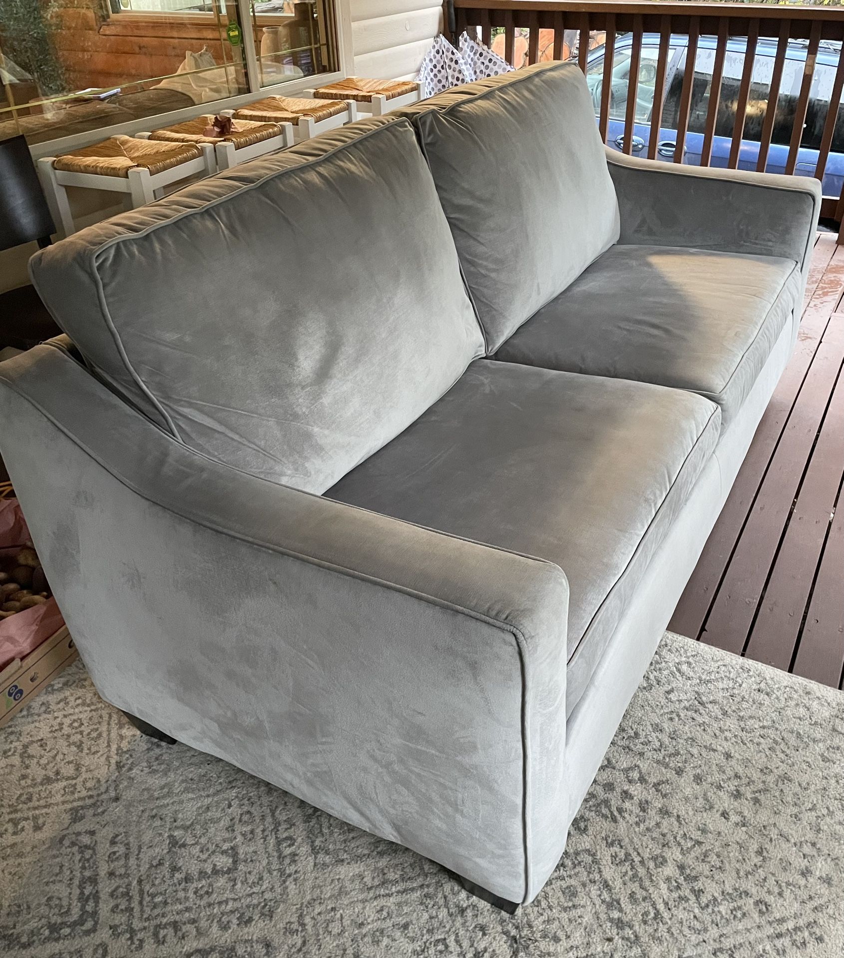 West Elm Paidge Sofa in Velvet Performance / Excellent Condition / Delivery Available 