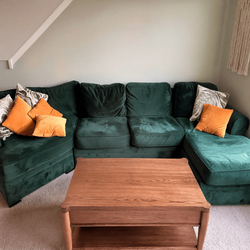 Green Suede Sectional Sofa – Like New, 3 Sections - Xenia, OH