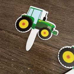 24 Tractor Cupcake Toppers