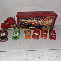 Disney Pixar Cars lot and Glow racers mack Hauler semi truck 13”