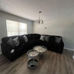 BLACK SECTIONAL BRAND NEW CORDUROY SAME DAY DELIVERY 