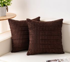Aegero Pack of 2 Corduroy Decorative Throw Pillow Covers 18x18 InchSoft Boho Striped Pillow Covers Modern Farmhouse Home Decor for Sofa Living Room Co
