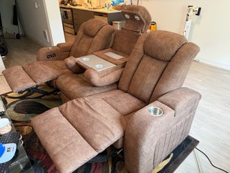 Brown Microfiber Power Recliner Sofa Set
