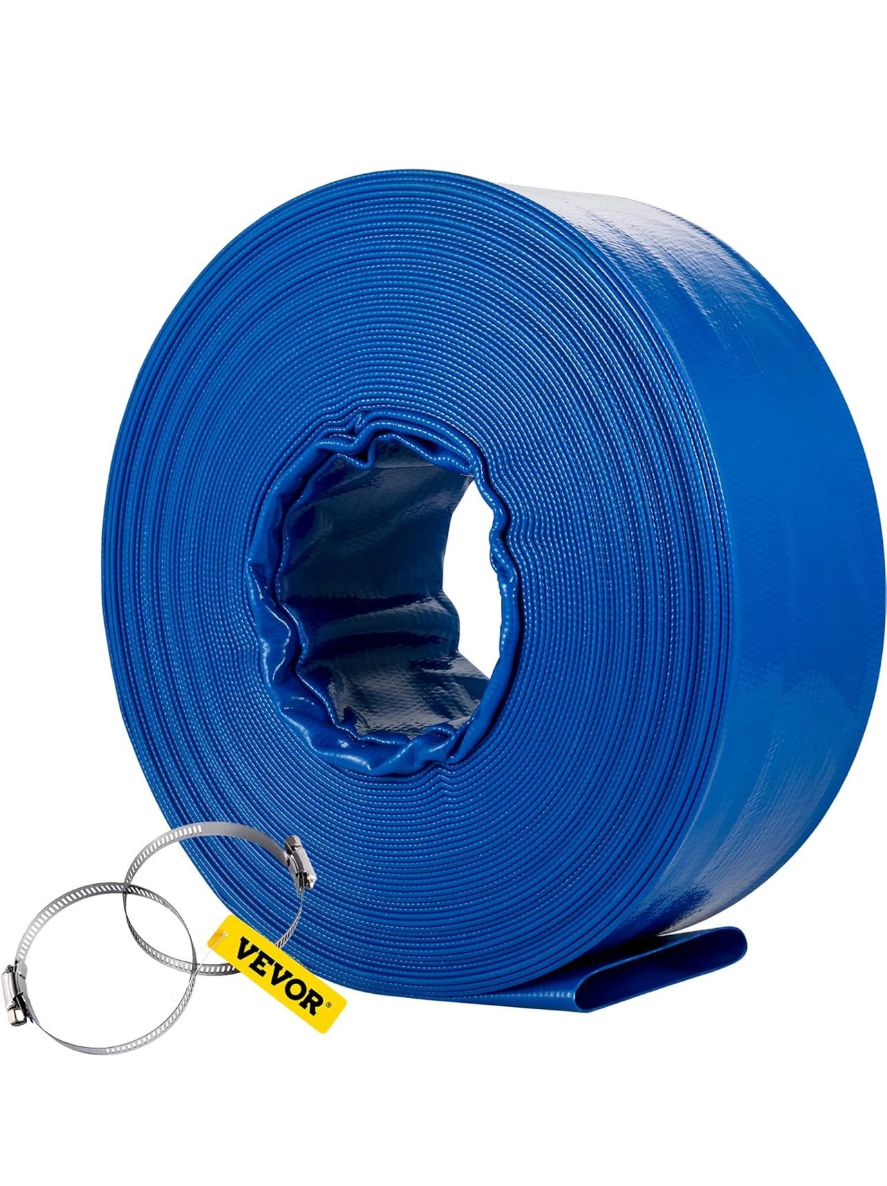 Discharge Hose, 4" x 105';, PVC Lay Flat Hose, Heavy Duty Backwash Drain Hose