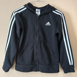 Adidas black and white zip up hoodie size 8 small like new 