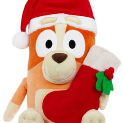Stuffed Toy | Extra Large Bingo Holiday Plush with Santa Hat