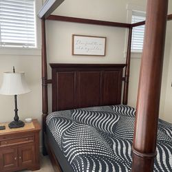 Ashworth Queen Bed, Chestnut, Pier 1 Imports, Canopy, Four Post