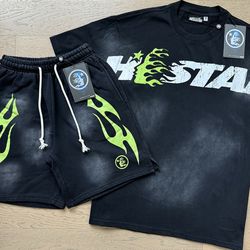 Mens Black Graphic Streetwear Sets