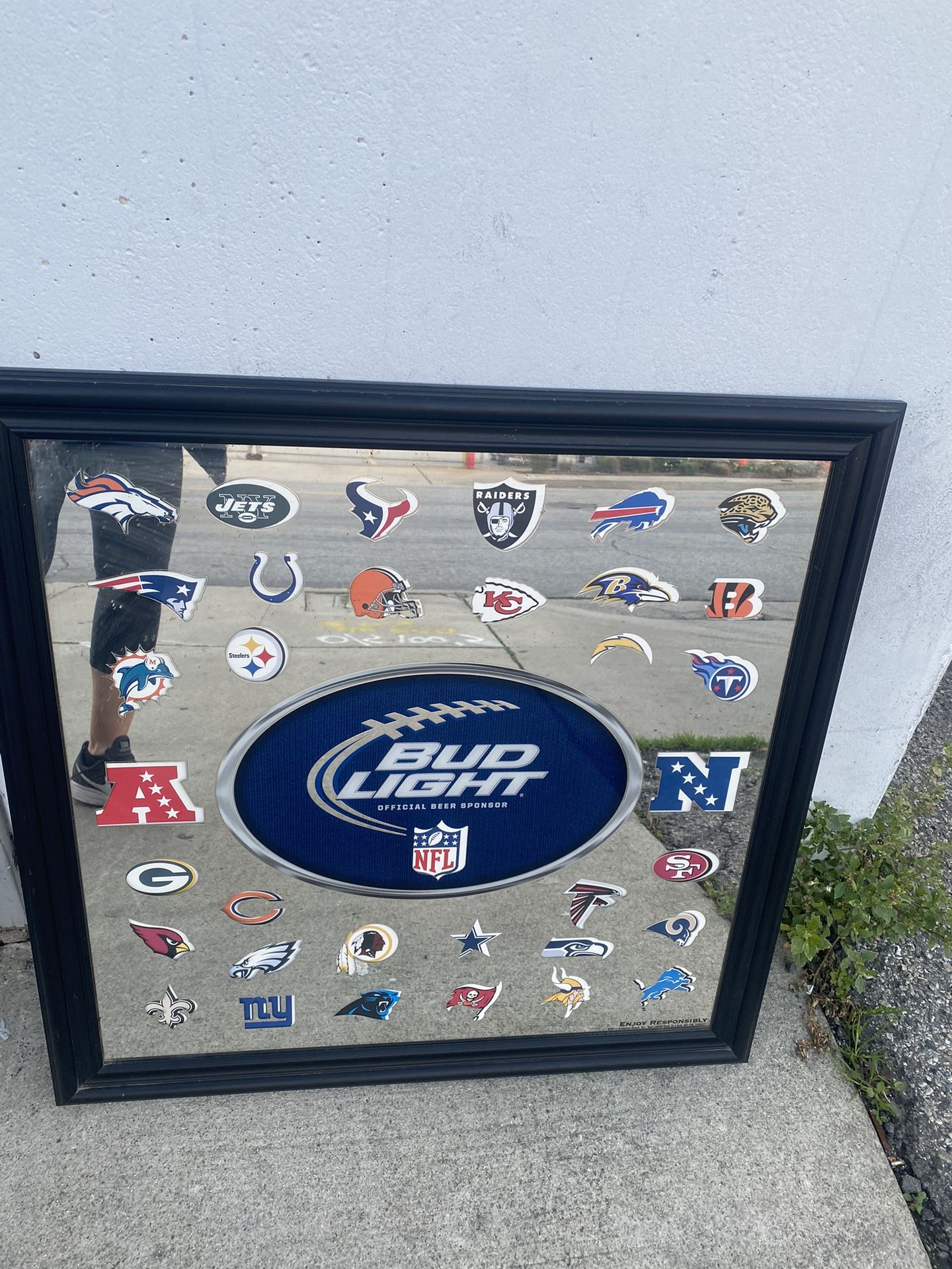 Bud Light NFL Bar Mirror Sign 30” X 30”