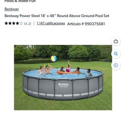 Bestway Power Steel 18' x 48" Round Above Ground Pool Set New In box $240