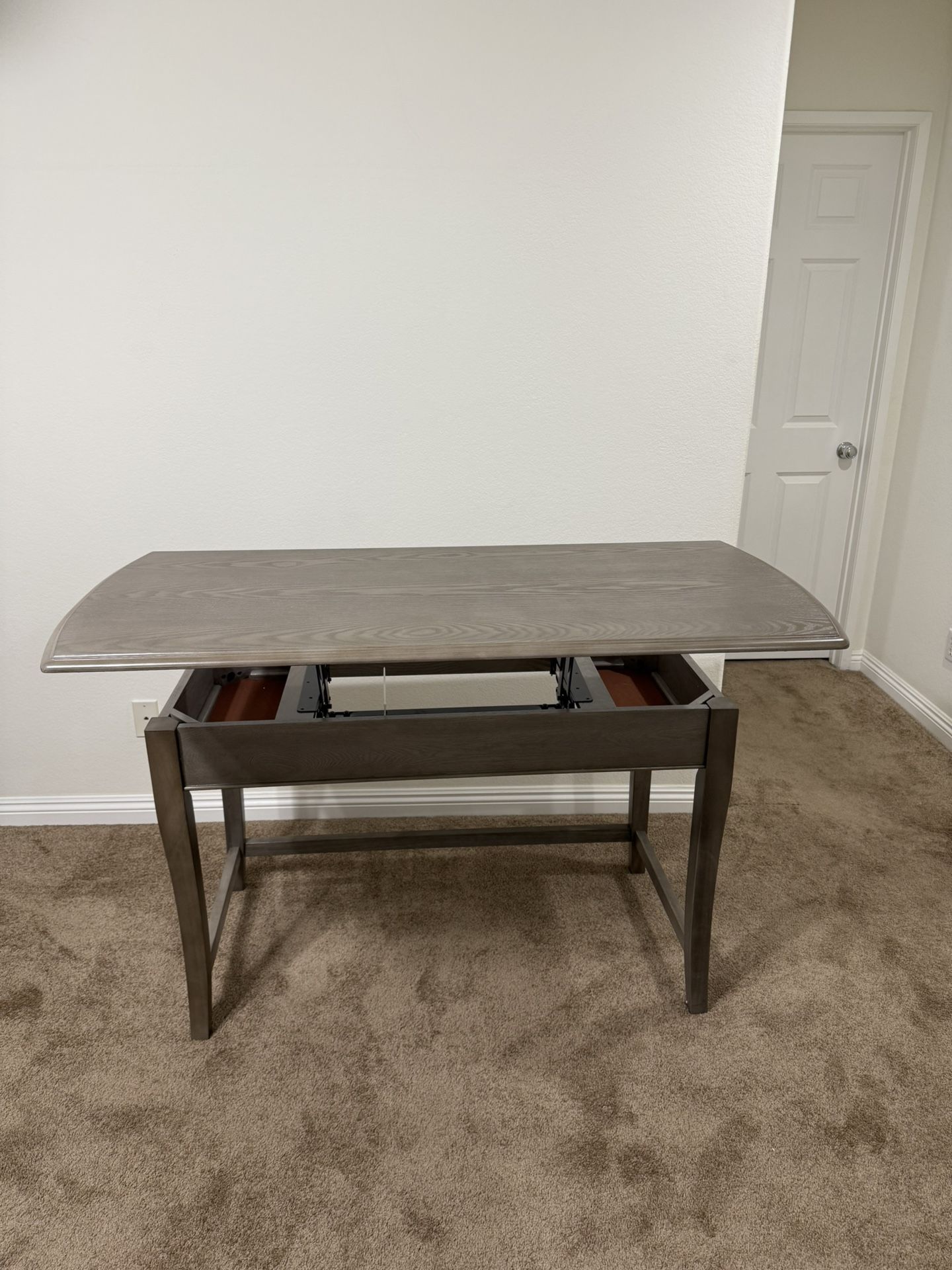 Noble House Rinehart 47.75 in. Rectangular Dark Walnut Wood Standing Desk with Lift-Top