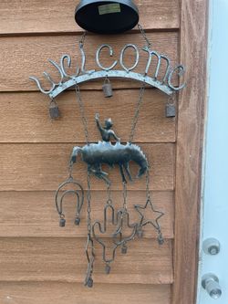 Cowboy Western Welcome Sign Wind Chime 