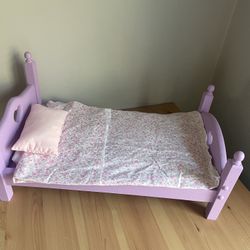 Wooden Doll Bed For 18” Baby Dolls Fits American Girl Doll 