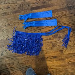 Dance Hip Skirt, And Unfold Finger Upper Gloves