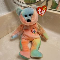 Ty Beanie Baby Peace Bear Plush 