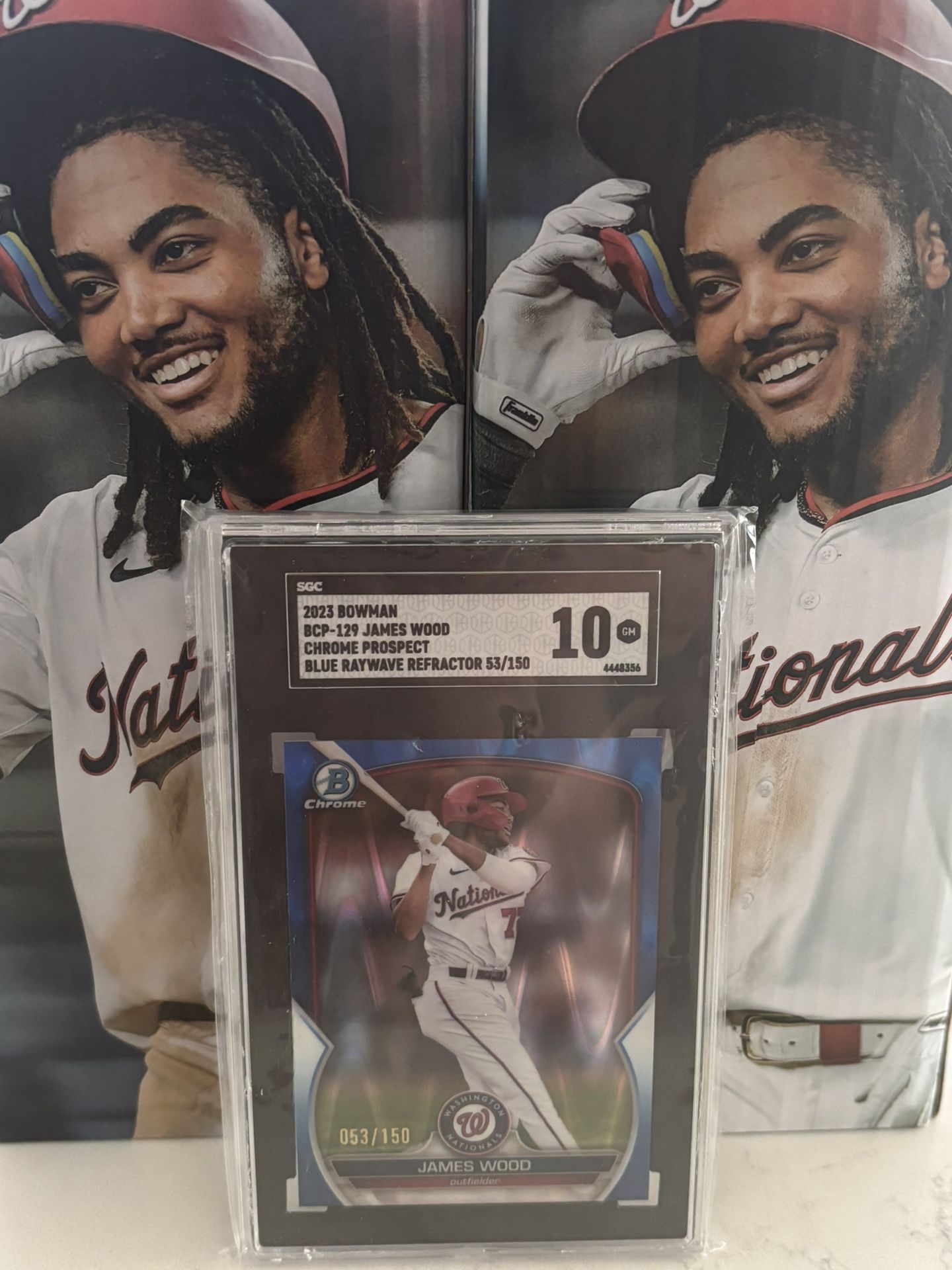 2 James Wood Bobble heads and SGC 10 Bowman Blue Raywave /150