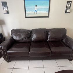 Leather Nailhead Leather Sofa