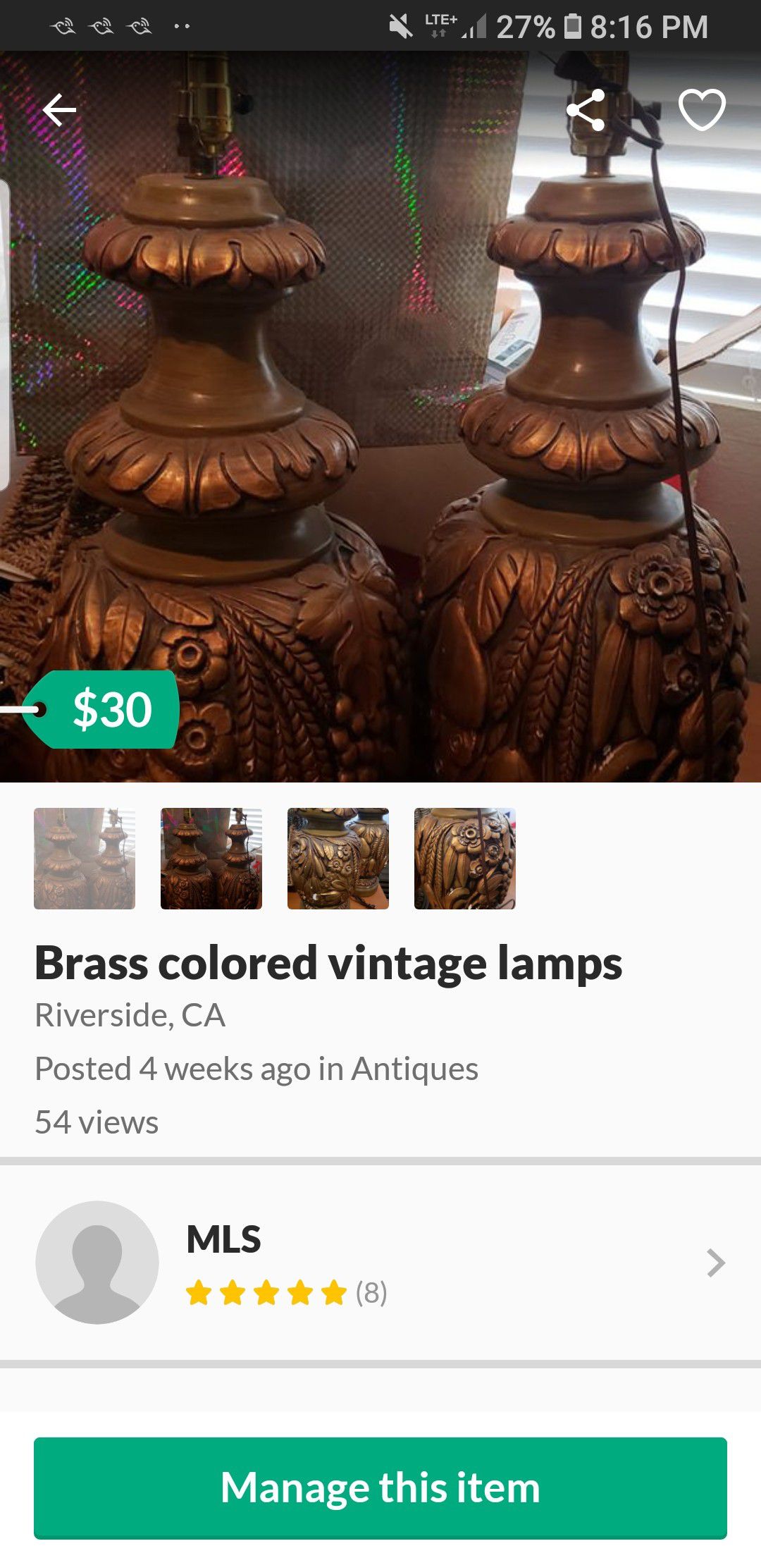 Brass colored lamps