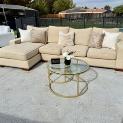 Cozy Feather-Filled Biege  Sectional Couch DELIVERY AVAILABLE 🚚