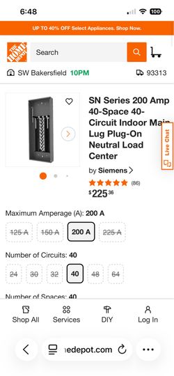 New SN Series 200 Amp 40-Space 40-Circuit Indoor Main Lug Plug-On Neutral Load Center