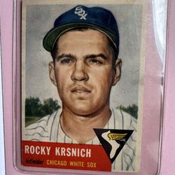 1953 Topps #229 Rocky Krsnich RC. There is a slight crease down the middle 
