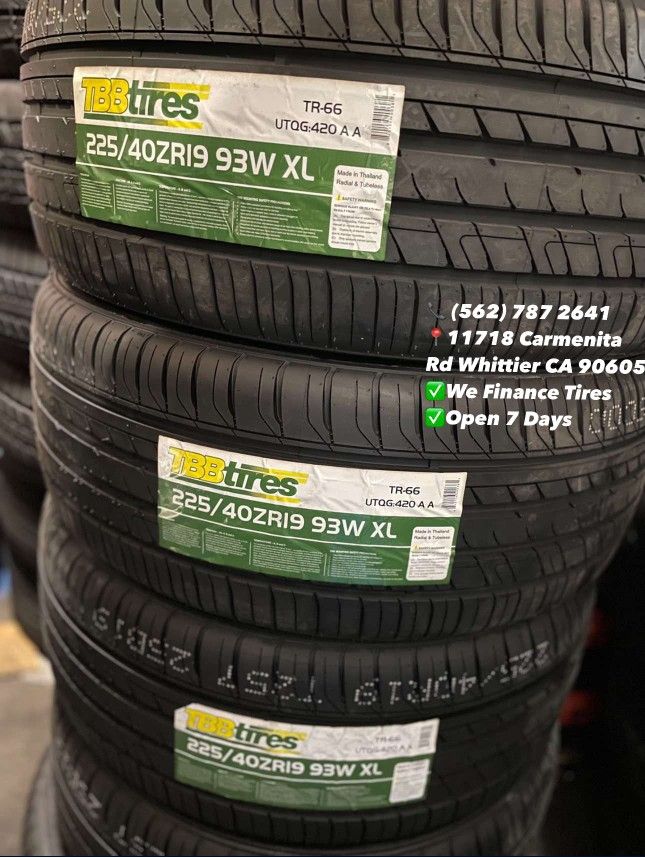 225/40ZR19 TBB A/S Set of Tires Installed and Balanced Set de Llantas Nuevas Instaladas y Balanceadas