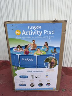 Funsicle 14ft Activity Above Ground Metal Frame Swimming Pool, Includes SkimmerPlus Pump